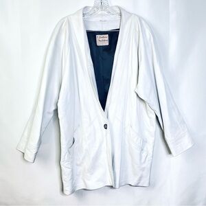 Vintage Leathers by New England Sportswear Co. White 80s Longline Leather Jacket